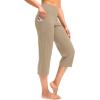 imageG Gradual Capri Pants for Women High Waist Workout Yoga Pants with Pockets Tummy Control Leggings Crop StraightKhaki