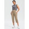 imageG Gradual Capri Pants for Women High Waist Workout Yoga Pants with Pockets Tummy Control Leggings Crop StraightKhaki