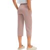 imageG Gradual Capri Pants for Women High Waist Workout Yoga Pants with Pockets Tummy Control Leggings Crop StraightMauve Pink