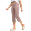 imageG Gradual Capri Pants for Women High Waist Workout Yoga Pants with Pockets Tummy Control Leggings Crop StraightMauve Pink