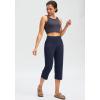 imageG Gradual Capri Pants for Women High Waist Workout Yoga Pants with Pockets Tummy Control Leggings Crop StraightNavy