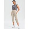 imageG Gradual Capri Pants for Women High Waist Workout Yoga Pants with Pockets Tummy Control Leggings Crop StraightTaupe