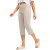 imageG Gradual Capri Pants for Women High Waist Workout Yoga Pants with Pockets Tummy Control Leggings Crop StraightTaupe