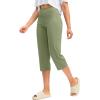 imageG Gradual Capri Pants for Women High Waist Workout Yoga Pants with Pockets Tummy Control Leggings Crop StraightVibrant Green