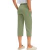 imageG Gradual Capri Pants for Women High Waist Workout Yoga Pants with Pockets Tummy Control Leggings Crop StraightVibrant Green