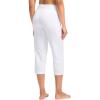 imageG Gradual Capri Pants for Women High Waist Workout Yoga Pants with Pockets Tummy Control Leggings Crop StraightWhite