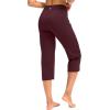 imageG Gradual Capri Pants for Women High Waist Workout Yoga Pants with Pockets Tummy Control Leggings Crop StraightWine