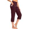 imageG Gradual Capri Pants for Women High Waist Workout Yoga Pants with Pockets Tummy Control Leggings Crop StraightWine