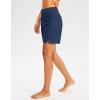imageG Gradual Womens 7quot Long Swim Board Shorts High Waisted Quick Dry Beach Swimming Shorts for Women with Liner PocketsDark Blue