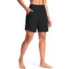 imageG Gradual Womens 7quot Quick Dry Swim Board Shorts Swimming Bottoms High Waisted Beach Shorts for Women with Liner PocketsBlack