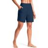 imageG Gradual Womens 7quot Quick Dry Swim Board Shorts Swimming Bottoms High Waisted Beach Shorts for Women with Liner PocketsDark Blue