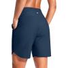 imageG Gradual Womens 7quot Quick Dry Swim Board Shorts Swimming Bottoms High Waisted Beach Shorts for Women with Liner PocketsDark Blue