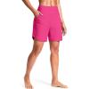 imageG Gradual Womens 7quot Quick Dry Swim Board Shorts Swimming Bottoms High Waisted Beach Shorts for Women with Liner PocketsRose