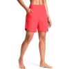 imageG Gradual Womens 7quot Quick Dry Swim Board Shorts Swimming Bottoms High Waisted Beach Shorts for Women with Liner PocketsTomato