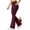 imageG Gradual Womens Fleece Lined Pants High Waist Winter Thermal Warm Flare Leggings Hiking Yoga Pants Women with PocketsWine