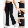 imageG Gradual Womens Fleece Lined Pants Water Resistant Winter Thermal Flare Leggings Hiking Snow Pants for Women 4 PocketsBlack