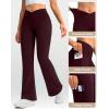 imageG Gradual Womens Fleece Lined Pants Water Resistant Winter Thermal Flare Leggings Hiking Snow Pants for Women 4 PocketsWine