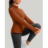 imageThermal Shirts for Women Long Sleeve Mock Neck Fleece Tops Running Workout Cold Weather Gear with Zip PocketBrick Red