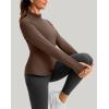 imageThermal Shirts for Women Long Sleeve Mock Neck Fleece Tops Running Workout Cold Weather Gear with Zip PocketBrown