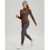 imageThermal Shirts for Women Long Sleeve Mock Neck Fleece Tops Running Workout Cold Weather Gear with Zip PocketBrown