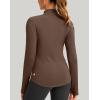 imageThermal Shirts for Women Long Sleeve Mock Neck Fleece Tops Running Workout Cold Weather Gear with Zip PocketBrown