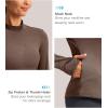 imageThermal Shirts for Women Long Sleeve Mock Neck Fleece Tops Running Workout Cold Weather Gear with Zip PocketBrown