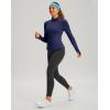 imageThermal Shirts for Women Long Sleeve Mock Neck Fleece Tops Running Workout Cold Weather Gear with Zip PocketNavy