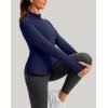 imageThermal Shirts for Women Long Sleeve Mock Neck Fleece Tops Running Workout Cold Weather Gear with Zip PocketNavy