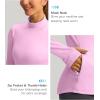 imageThermal Shirts for Women Long Sleeve Mock Neck Fleece Tops Running Workout Cold Weather Gear with Zip PocketPink