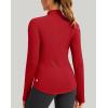 imageThermal Shirts for Women Long Sleeve Mock Neck Fleece Tops Running Workout Cold Weather Gear with Zip PocketRed