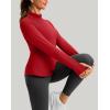 imageThermal Shirts for Women Long Sleeve Mock Neck Fleece Tops Running Workout Cold Weather Gear with Zip PocketRed