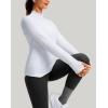 imageThermal Shirts for Women Long Sleeve Mock Neck Fleece Tops Running Workout Cold Weather Gear with Zip PocketWhite