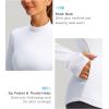 imageThermal Shirts for Women Long Sleeve Mock Neck Fleece Tops Running Workout Cold Weather Gear with Zip PocketWhite