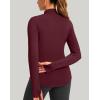 imageThermal Shirts for Women Long Sleeve Mock Neck Fleece Tops Running Workout Cold Weather Gear with Zip PocketWine