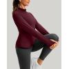imageThermal Shirts for Women Long Sleeve Mock Neck Fleece Tops Running Workout Cold Weather Gear with Zip PocketWine