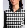 imageWomens Golf Shirts Lightweight UPF 50 Long Sleeve Shirts UV Protection Quick Dry Cool Polo Shirts for Women Work OutdoorBlack Plaid