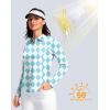 imageWomens Golf Shirts Lightweight UPF 50 Long Sleeve Shirts UV Protection Quick Dry Cool Polo Shirts for Women Work OutdoorBlue Plaid