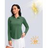 imageWomens Golf Shirts Lightweight UPF 50 Long Sleeve Shirts UV Protection Quick Dry Cool Polo Shirts for Women Work OutdoorGreen
