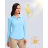 imageWomens Golf Shirts Lightweight UPF 50 Long Sleeve Shirts UV Protection Quick Dry Cool Polo Shirts for Women Work OutdoorLight Blue