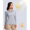 imageWomens Golf Shirts Lightweight UPF 50 Long Sleeve Shirts UV Protection Quick Dry Cool Polo Shirts for Women Work OutdoorLight Grey