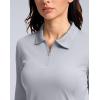 imageWomens Golf Shirts Lightweight UPF 50 Long Sleeve Shirts UV Protection Quick Dry Cool Polo Shirts for Women Work OutdoorLight Grey