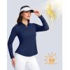 imageWomens Golf Shirts Lightweight UPF 50 Long Sleeve Shirts UV Protection Quick Dry Cool Polo Shirts for Women Work OutdoorNavy