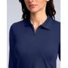 imageWomens Golf Shirts Lightweight UPF 50 Long Sleeve Shirts UV Protection Quick Dry Cool Polo Shirts for Women Work OutdoorNavy