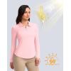 imageWomens Golf Shirts Lightweight UPF 50 Long Sleeve Shirts UV Protection Quick Dry Cool Polo Shirts for Women Work OutdoorPink