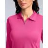 imageWomens Golf Shirts Lightweight UPF 50 Long Sleeve Shirts UV Protection Quick Dry Cool Polo Shirts for Women Work OutdoorRose