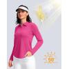 imageWomens Golf Shirts Lightweight UPF 50 Long Sleeve Shirts UV Protection Quick Dry Cool Polo Shirts for Women Work OutdoorRose