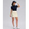 imageWomens Golf Skirts Skort 4 Side Pockets High Waisted Stretchy Tennis Skirt with Short Athletic CasualBeige