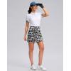 imageWomens Golf Skirts Skort 4 Side Pockets High Waisted Stretchy Tennis Skirt with Short Athletic CasualBlack Flower