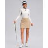 imageWomens Golf Skirts Skort 4 Side Pockets High Waisted Stretchy Tennis Skirt with Short Athletic CasualLight Khaki