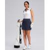 imageWomens Golf Skirts Skort 4 Side Pockets High Waisted Stretchy Tennis Skirt with Short Athletic CasualNavy